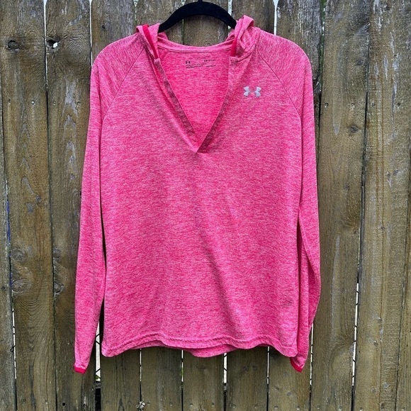 Under Armour Tops - Under Armour Tech Twist Hoodie Henley Pink Long Sleeve Shirt Sz S